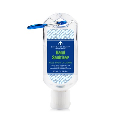 50ml OEM logo waterless alcohol antibacterial gel hand sanitizer in Flip-Top Bottle with Carabiner