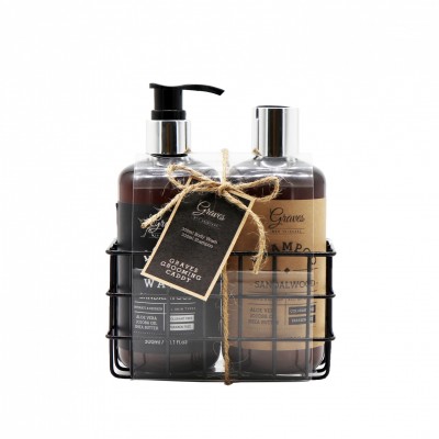 ROSEMARY Mens Grooming Kit Private Label Mens Body Wash and Shampoo Spa Kit